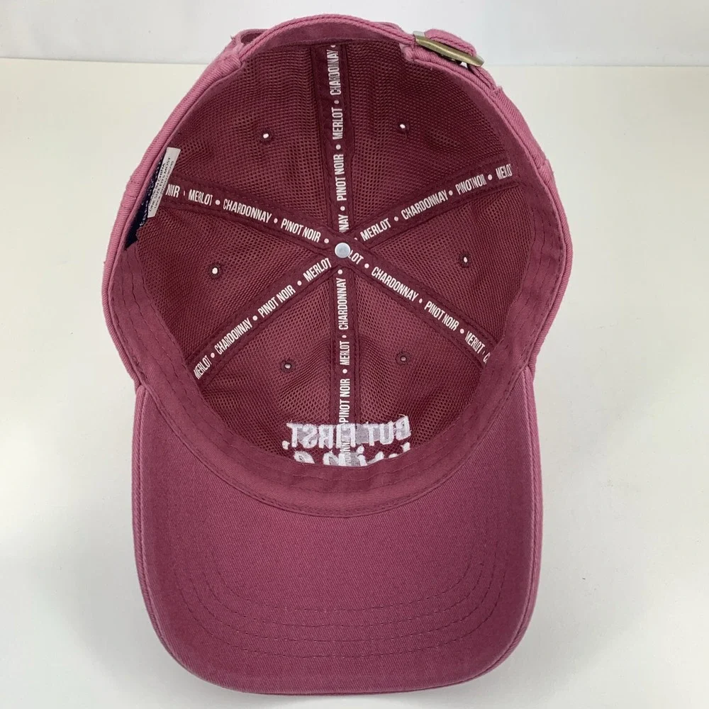 But First, Wine Hat State Of Mine Red Adjustable Strapback OSFM Baseball Cap